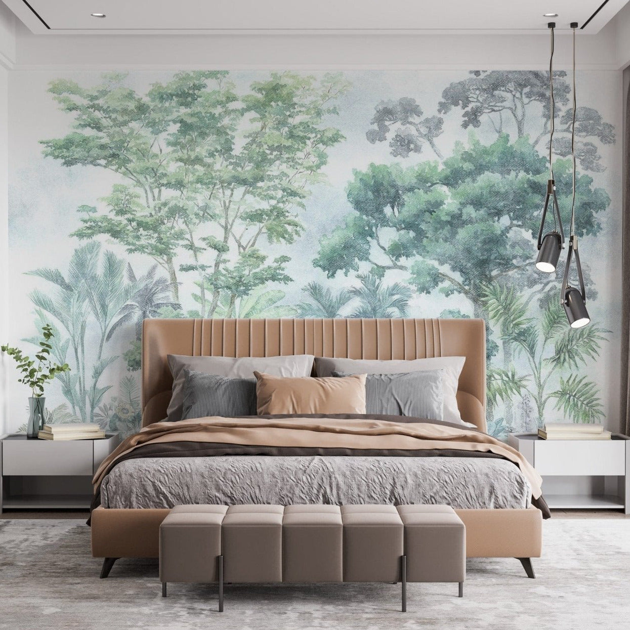 Lush tropical jungle wallpaper in watercolour C550
