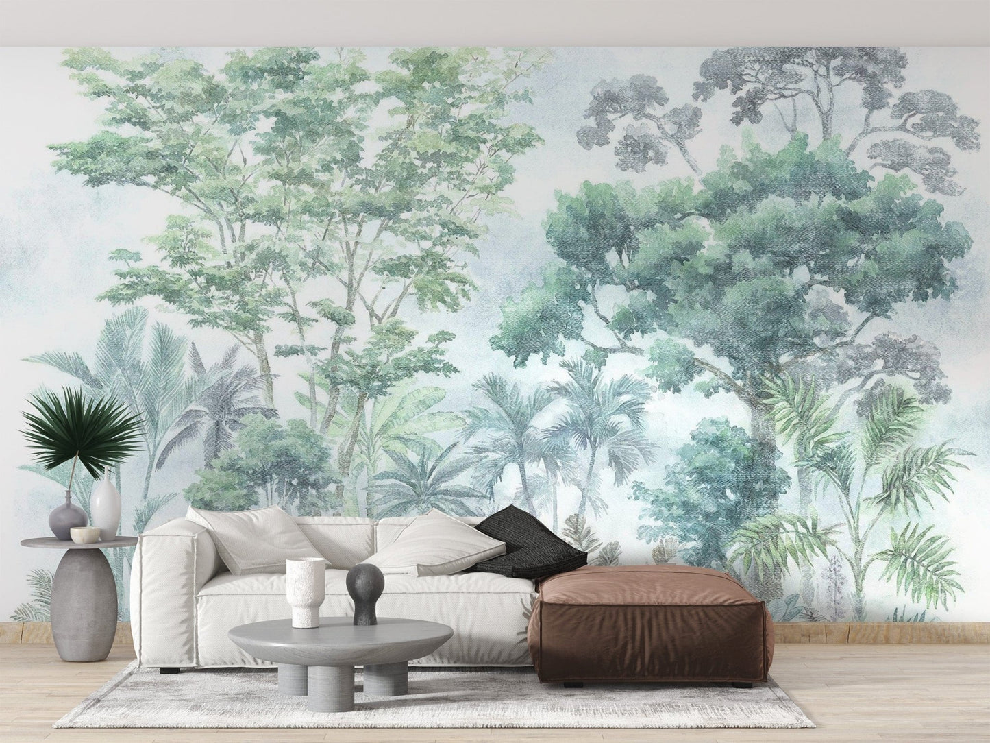 Watercolour Tropical Jungle Wallpaper for decor C550
