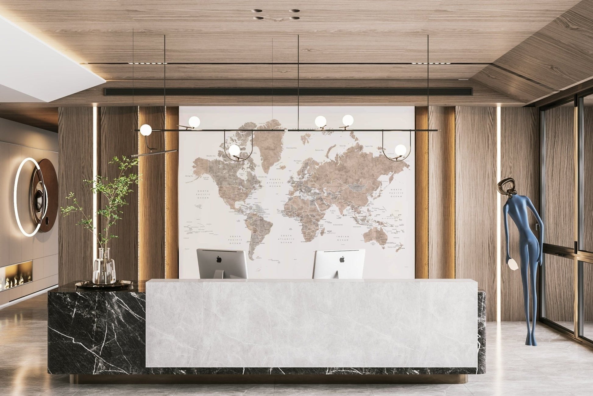 Artistic watercolor world map Abey wallpaper

