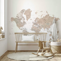 Vibrant Abey world map wall mural with capitals

