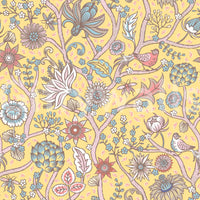 Tree of life green and yellow wallpaper for interiors

