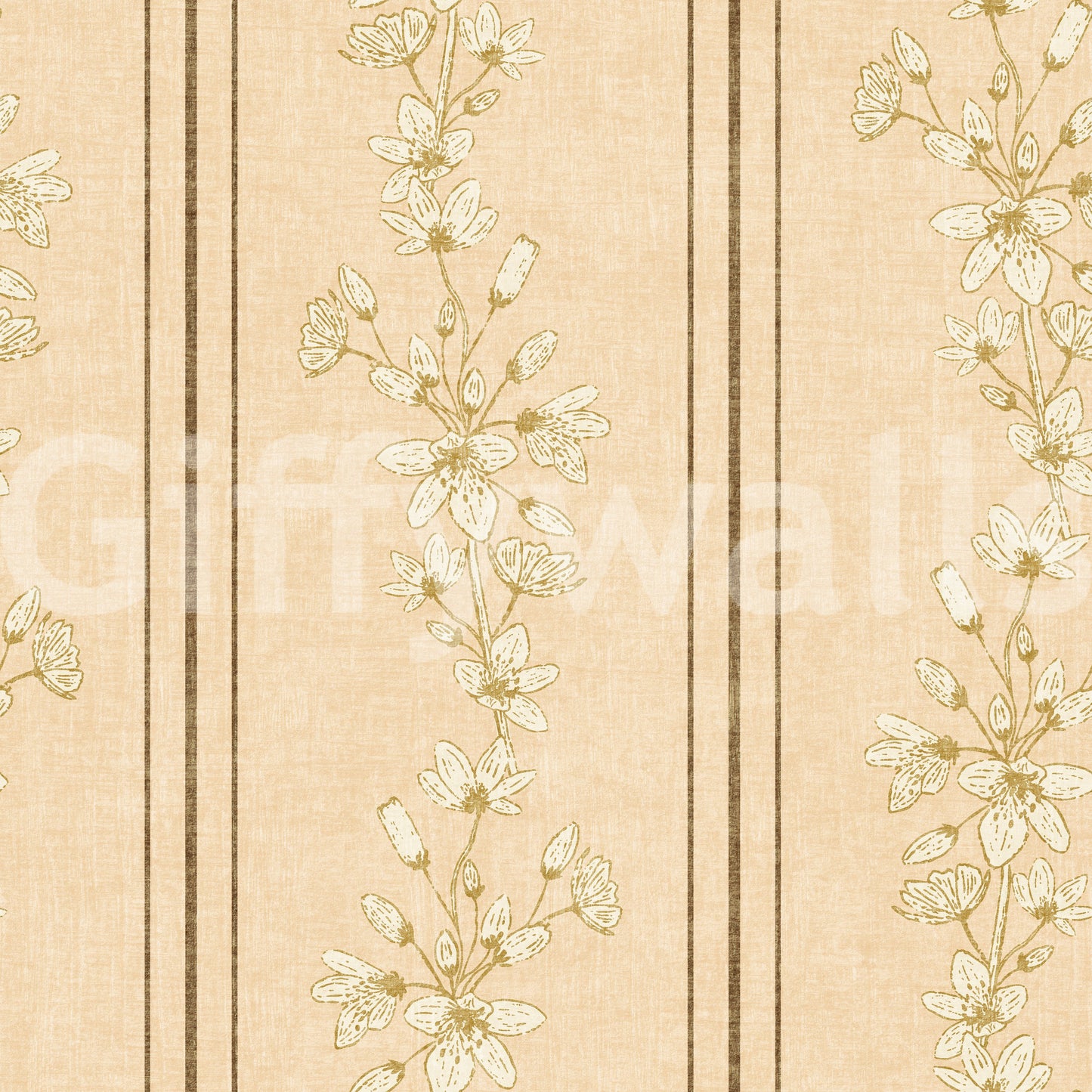 Vintage Bloom Stripes Floral  Soft Yellow Wallpaper⁠
