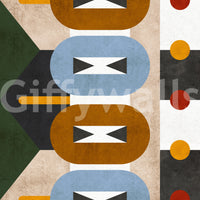 Colorful geometric earthy pattern wall design

