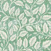 Green and cream leaf pattern wallpaper design

