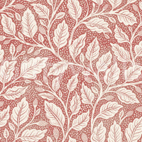 Red wallpaper with intricate leaf design