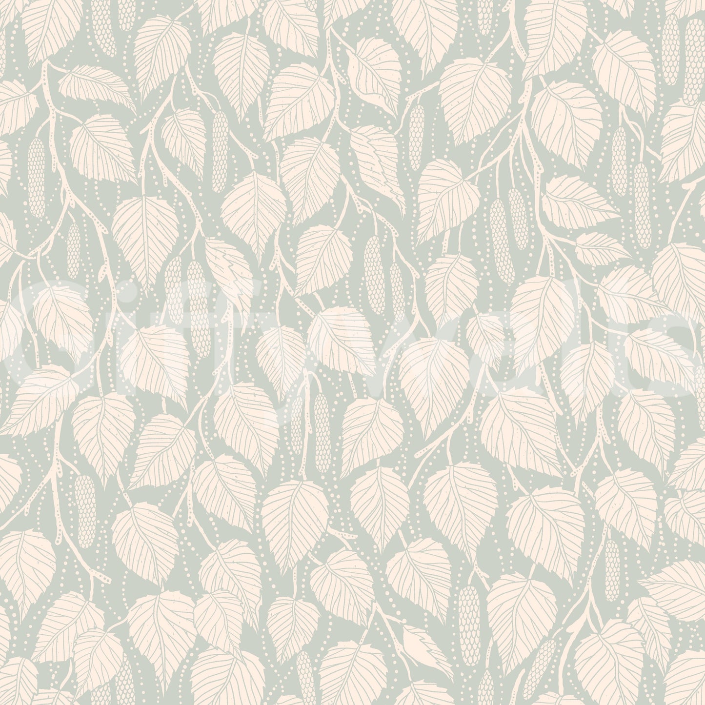 Soft leaf and birch branches wallpaper