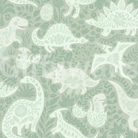 Cute dinosaur-themed wallpaper in green tones

