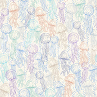 Soft pastel jellyfish with underwater bubbles wallpaper


