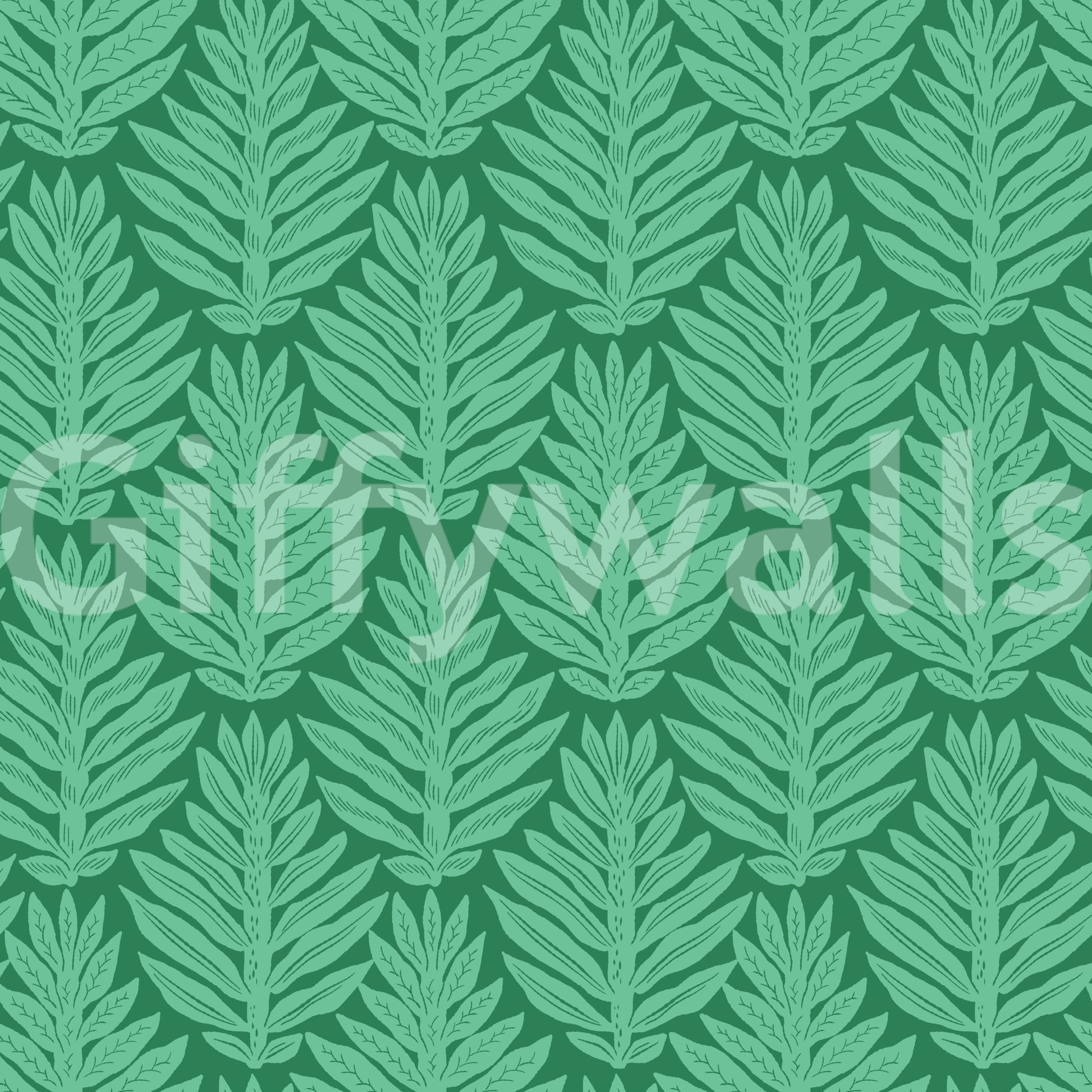 Stylish leaf and scallop pattern wallpaper


