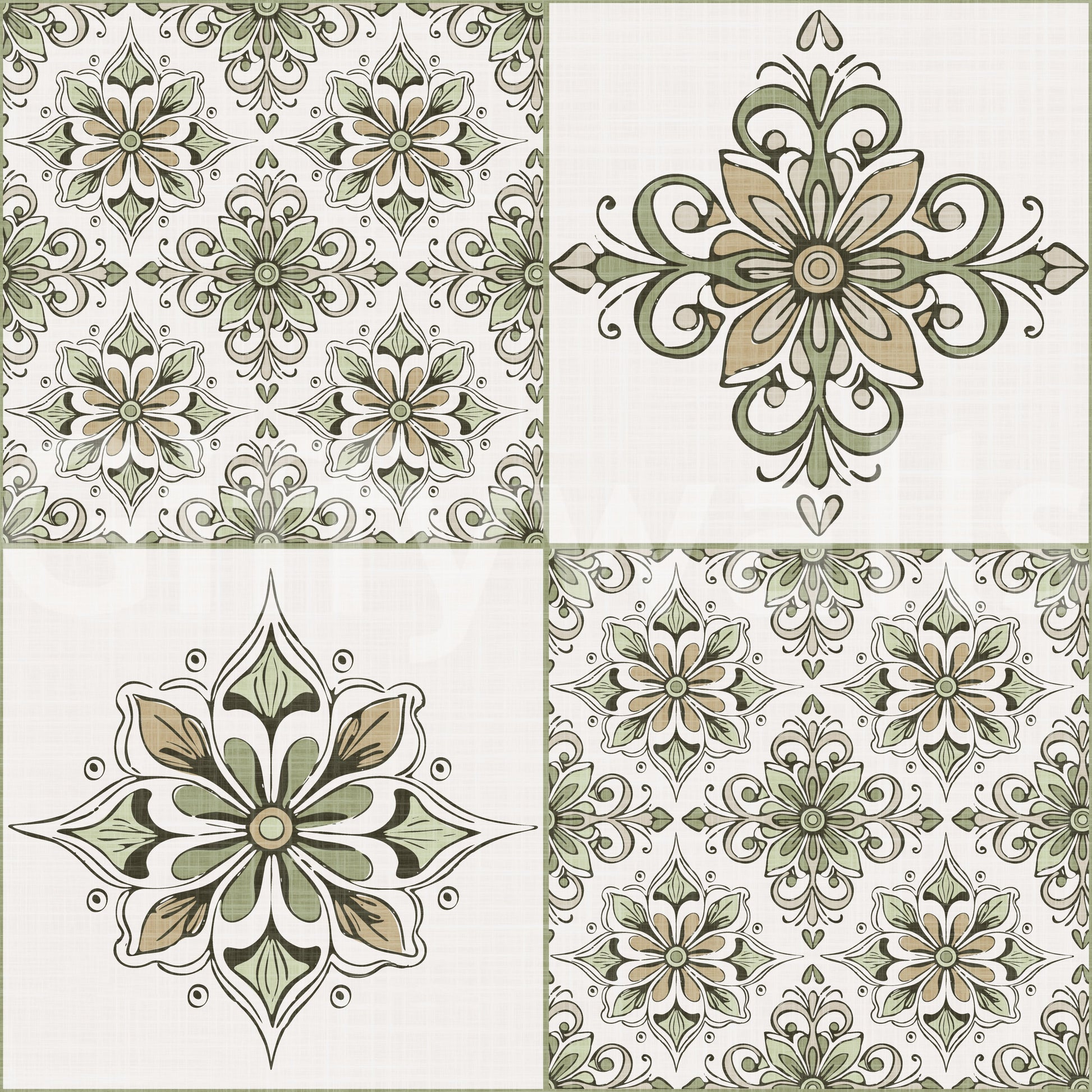 Earthy green wallpaper mural
