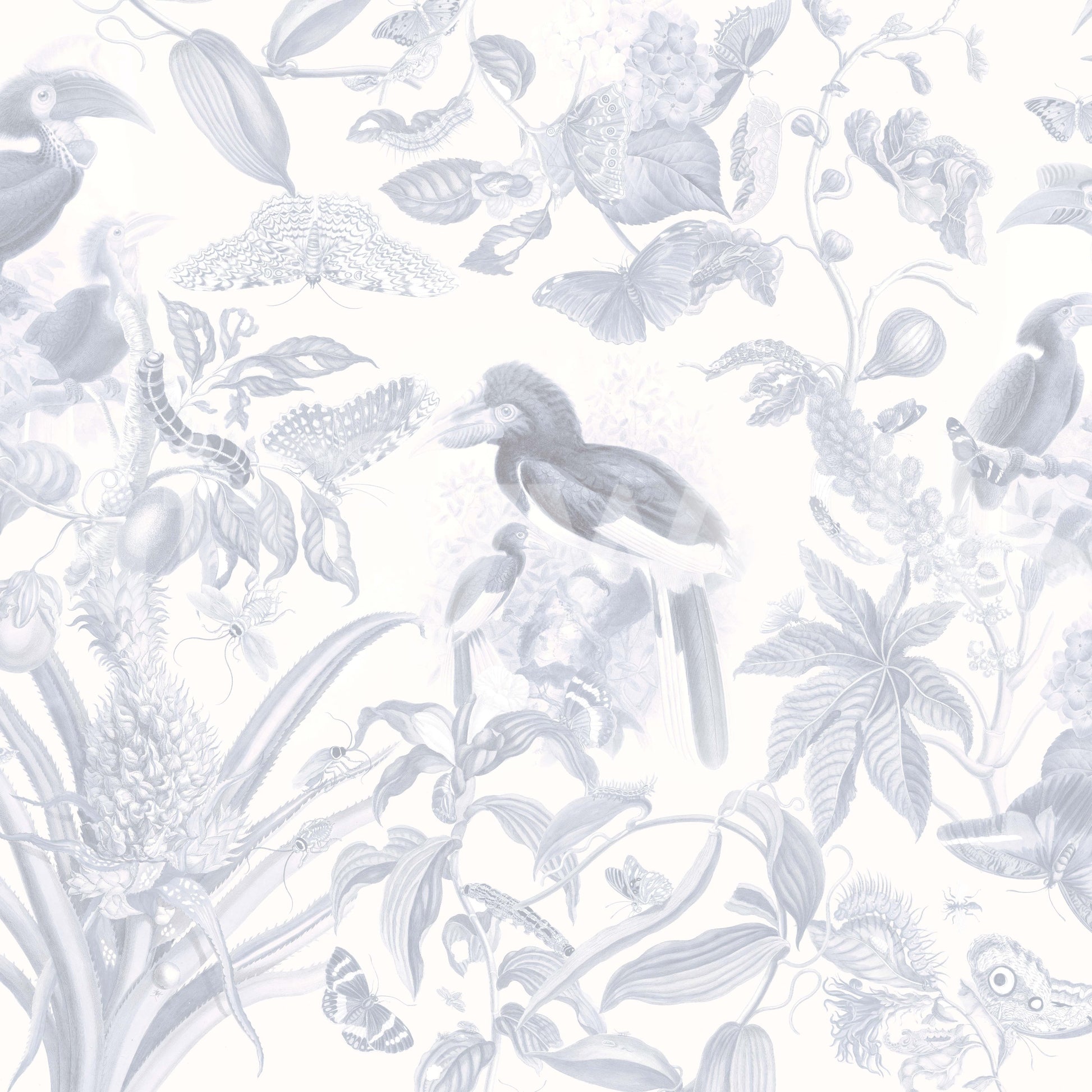 Lush jungle leaves and animals

