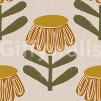Mustard floral daisy wallpaper retro design

