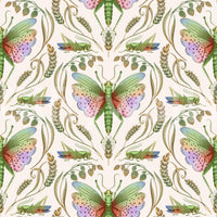 Wallpaper mural with damask and insects

