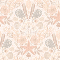 Wallpaper mural with beach flora damask

