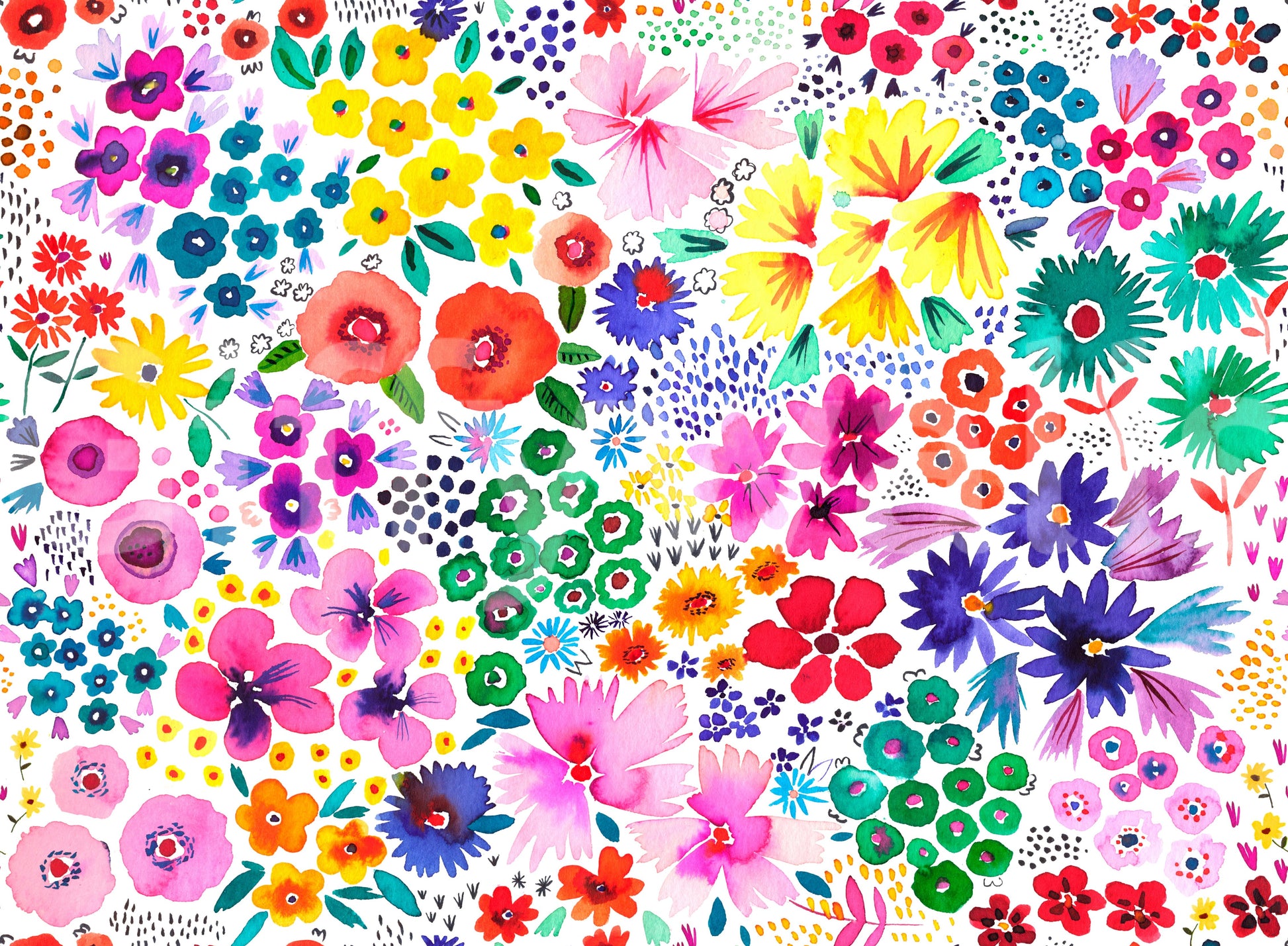 Whimsical vintage mural wallpaper

