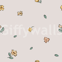 Meadow wallpaper with soft wildflowers and leaves

