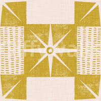 Quilt block wallpaper mustard yellow style


