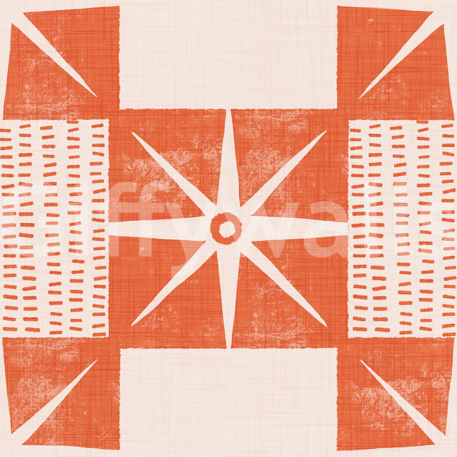 Quilt block wallpaper salmon orange style

