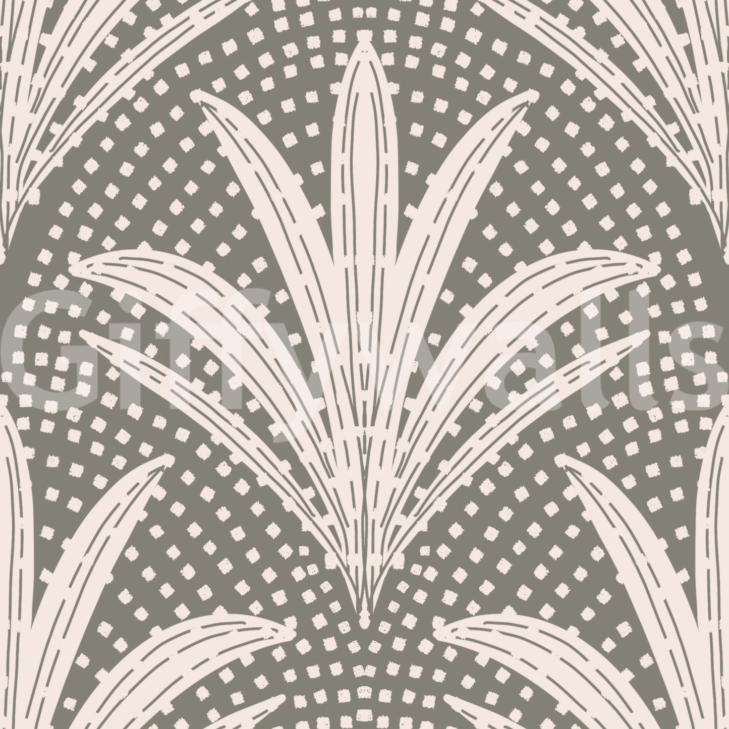 Palm leaf boho wallpaper muted grey shade

