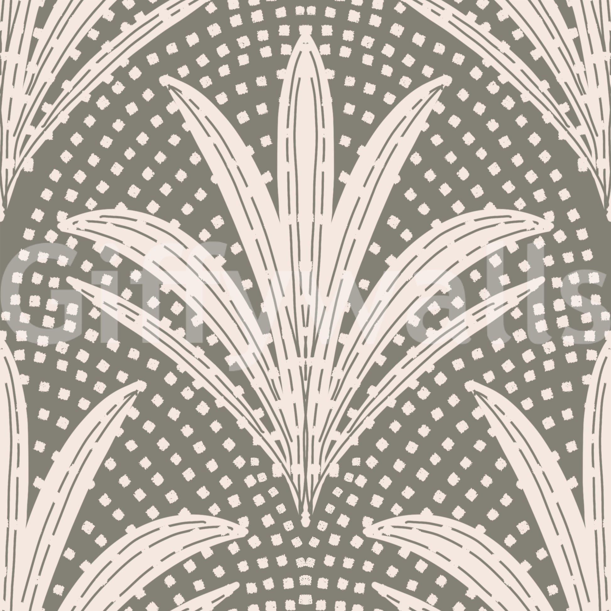 Palm leaf boho wallpaper muted grey shade

