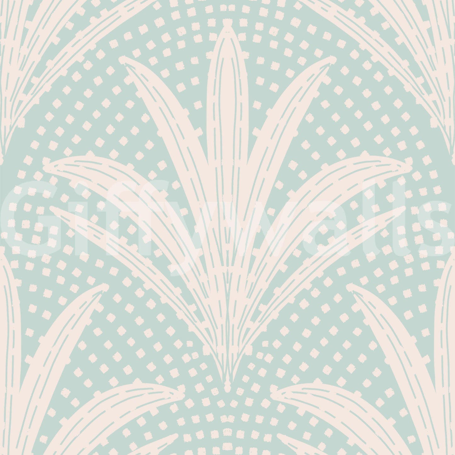 Palm leaf boho wallpaper soft blue shade

