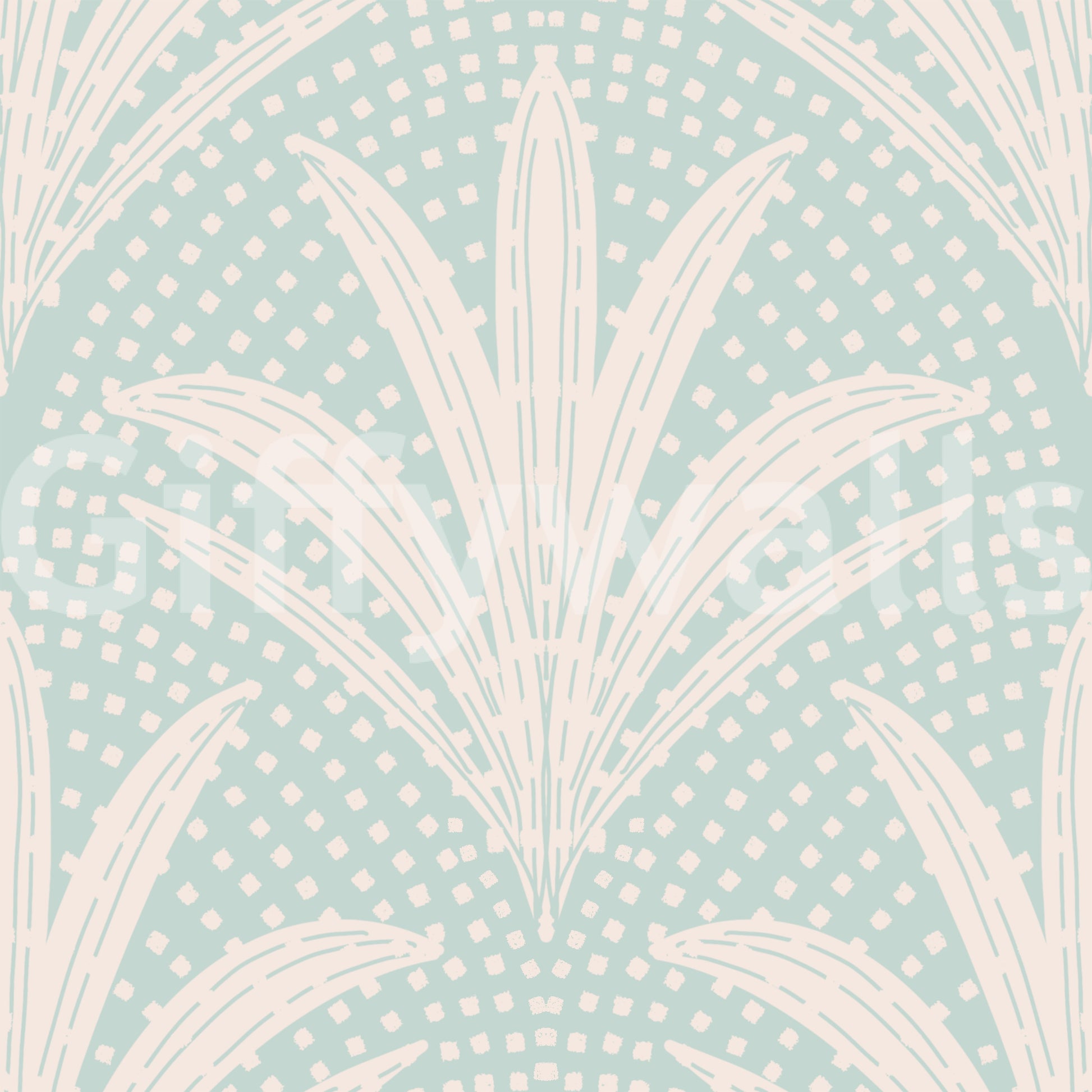 Palm leaf boho wallpaper soft blue shade

