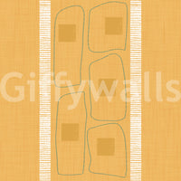 Japandi golden ochre striped wallpaper design

