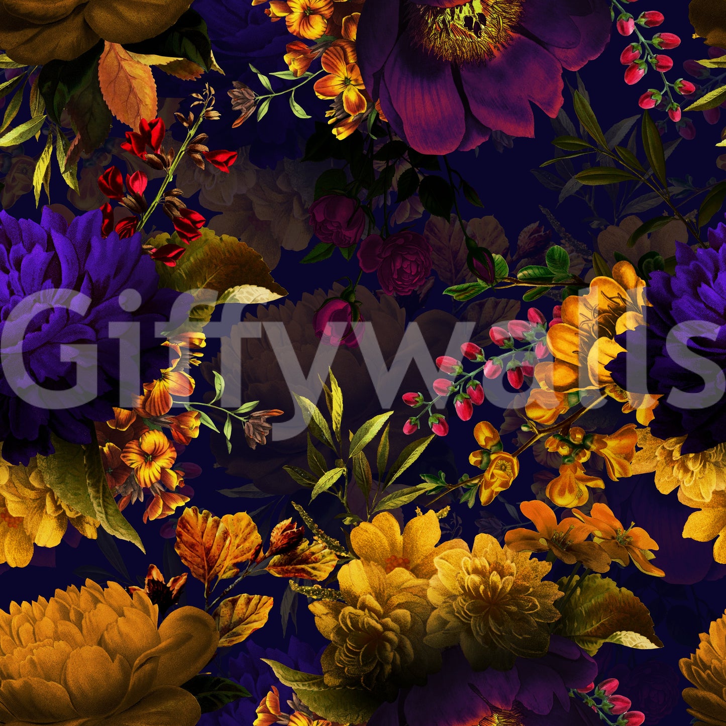 Luxe Grandmillennial Dark Floral Gothic Wallpaper

