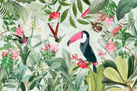 Bold exotic Eden mural for an antique-inspired space