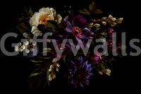 Romantic flower wall covering in midnight tones

