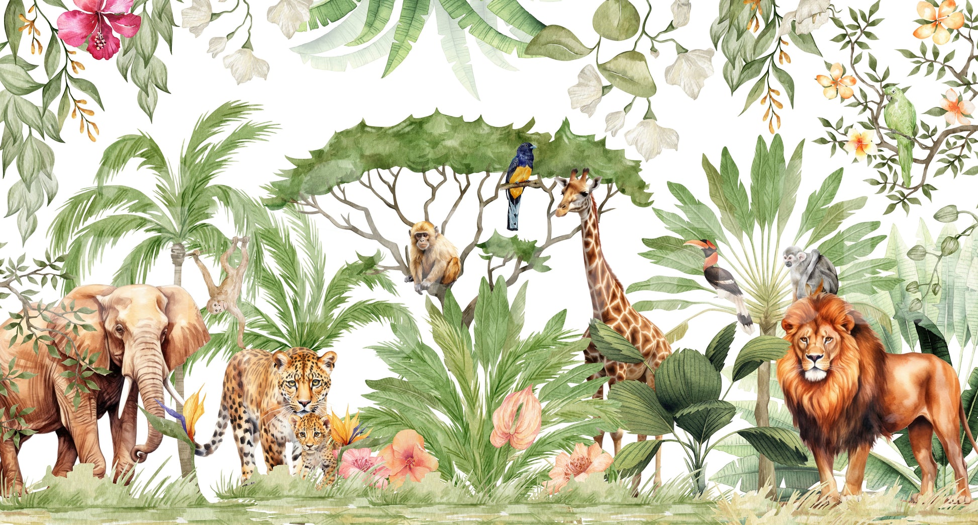 Watercolor wildlife art for creating a nature-inspired room

