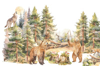 Scenic woodland mural with vibrant forest details.

