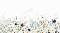 Wildflower meadow mural for walls in delicate watercolor

