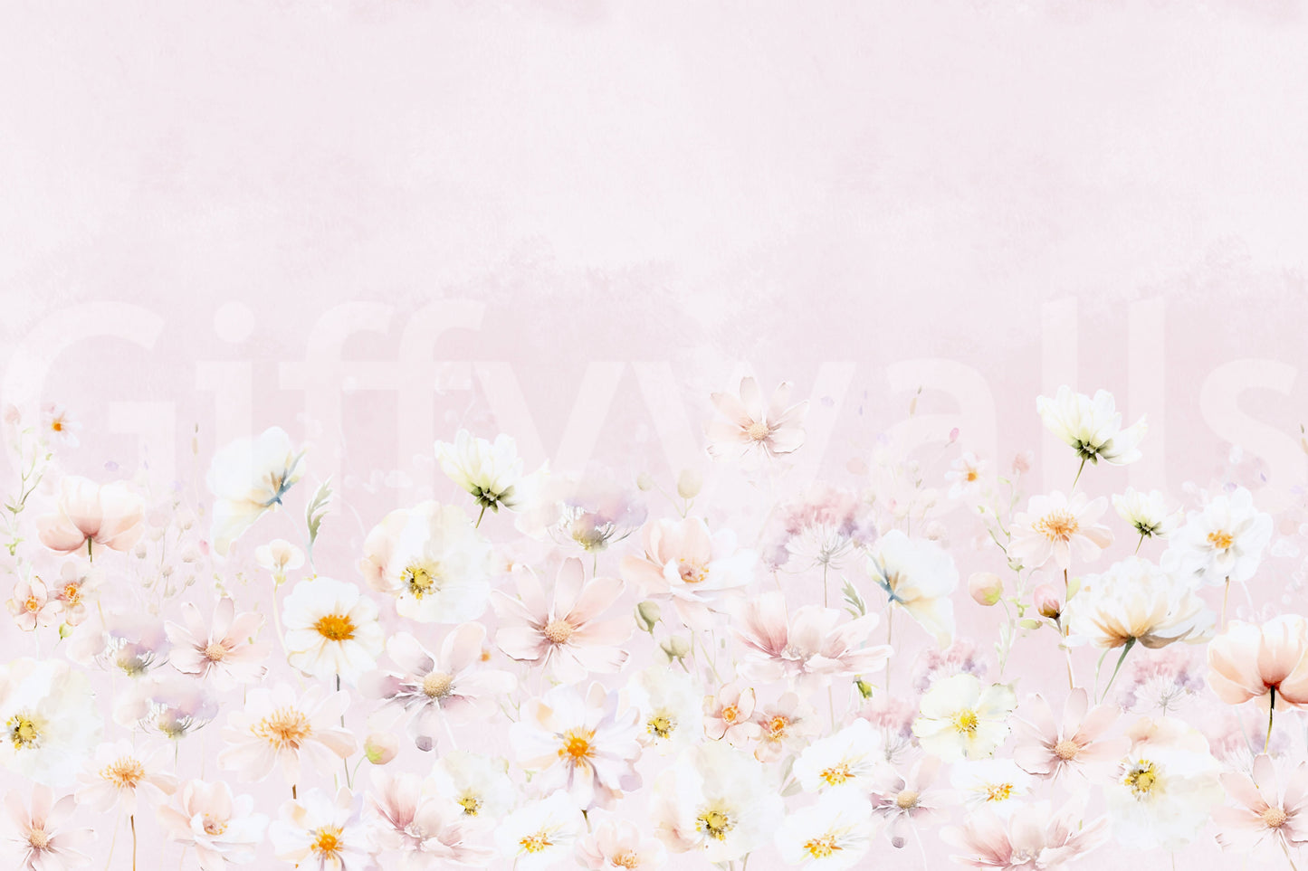 Blush Blossom Meadow Wall Mural