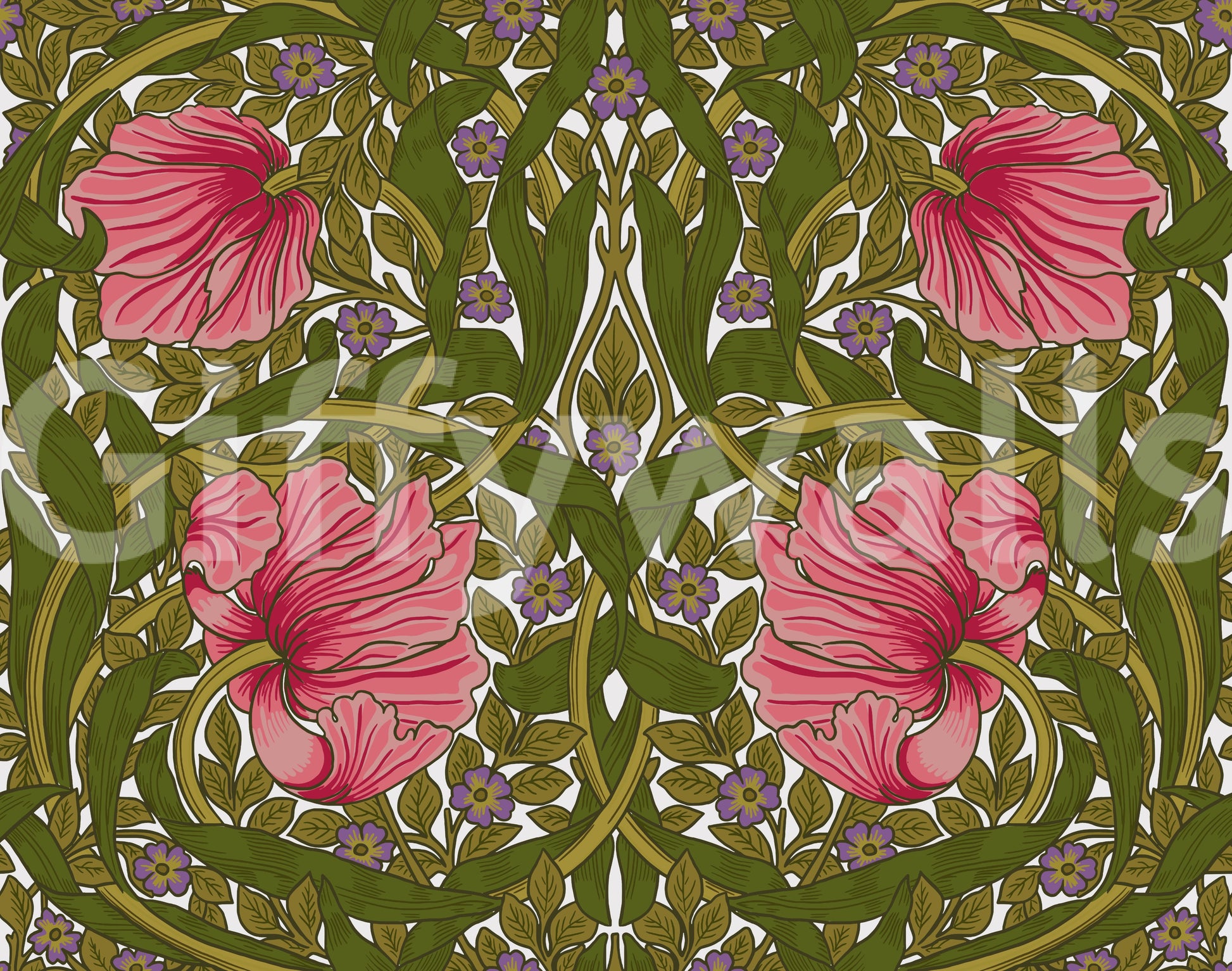 Detailed Pimpernel pattern wallpaper for classic interiors.

