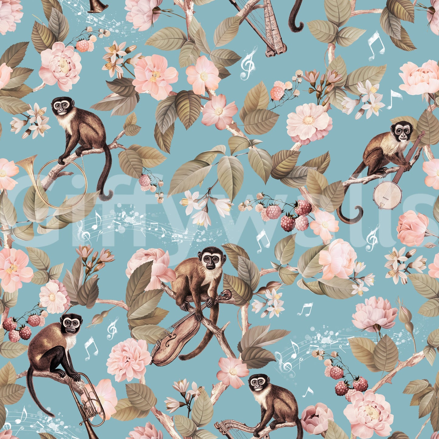 Musical monkey wallpaper with jungle vibes and melodies

