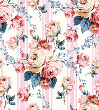 Vertical stripe wallpaper with roses

