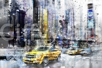 Trendy mural featuring modern interpretations of NYC city life.

