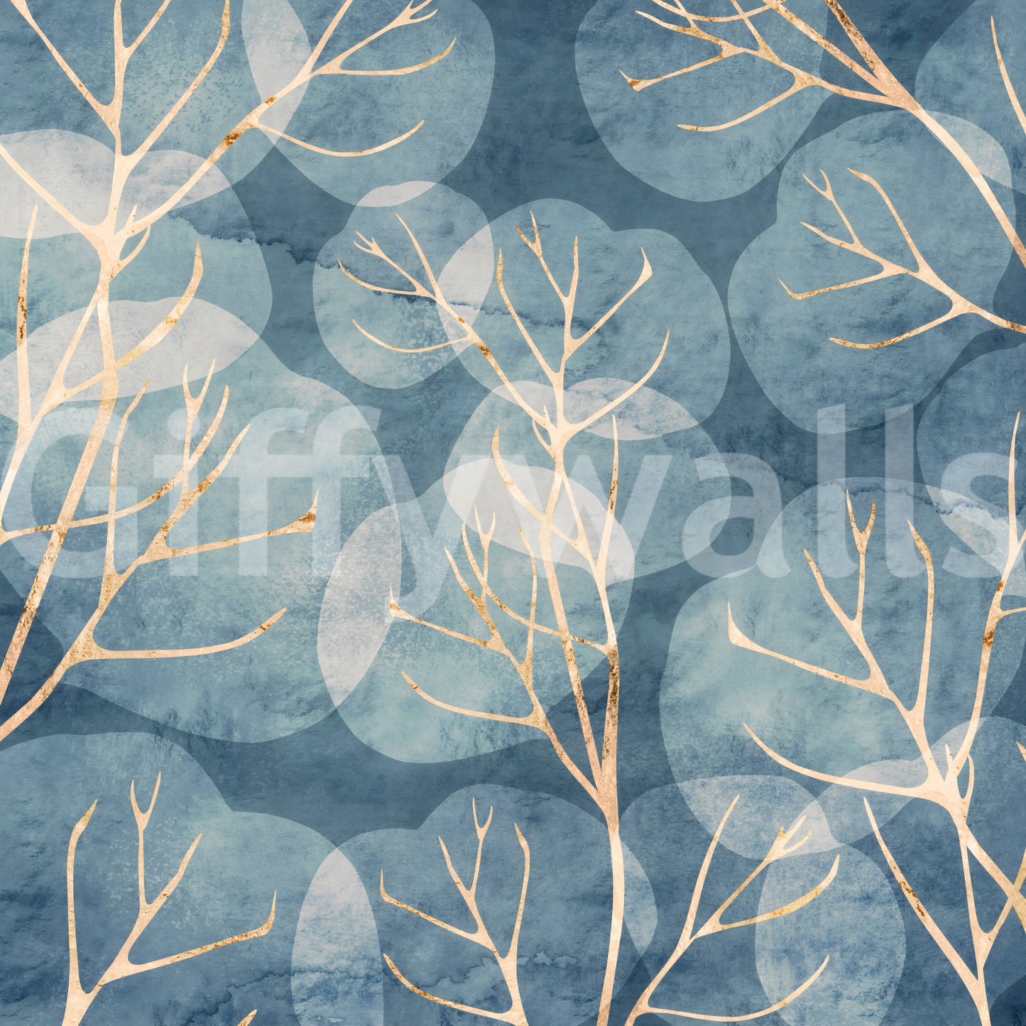 Midwinter Leaf - Cyanotype Wall Mural