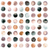 Warm terracotta dots on watercolor wallpaper in Scandi style

