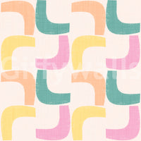 Soft pastel boomerang wallpaper in a retro mid-century design

