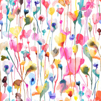 Soft watercolor wildflowers pink wallpaper for interiors

