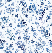 Blue wild plant wallpaper for serene and calming rooms

