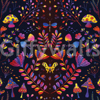 Artistic wall covering inspired by magical garden illustrations.

