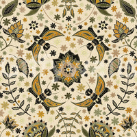 Elegant mural wallpaper of golden-winged moths in a twilight garden.

