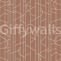 Elegant mocha wall mural featuring artistic line decor

