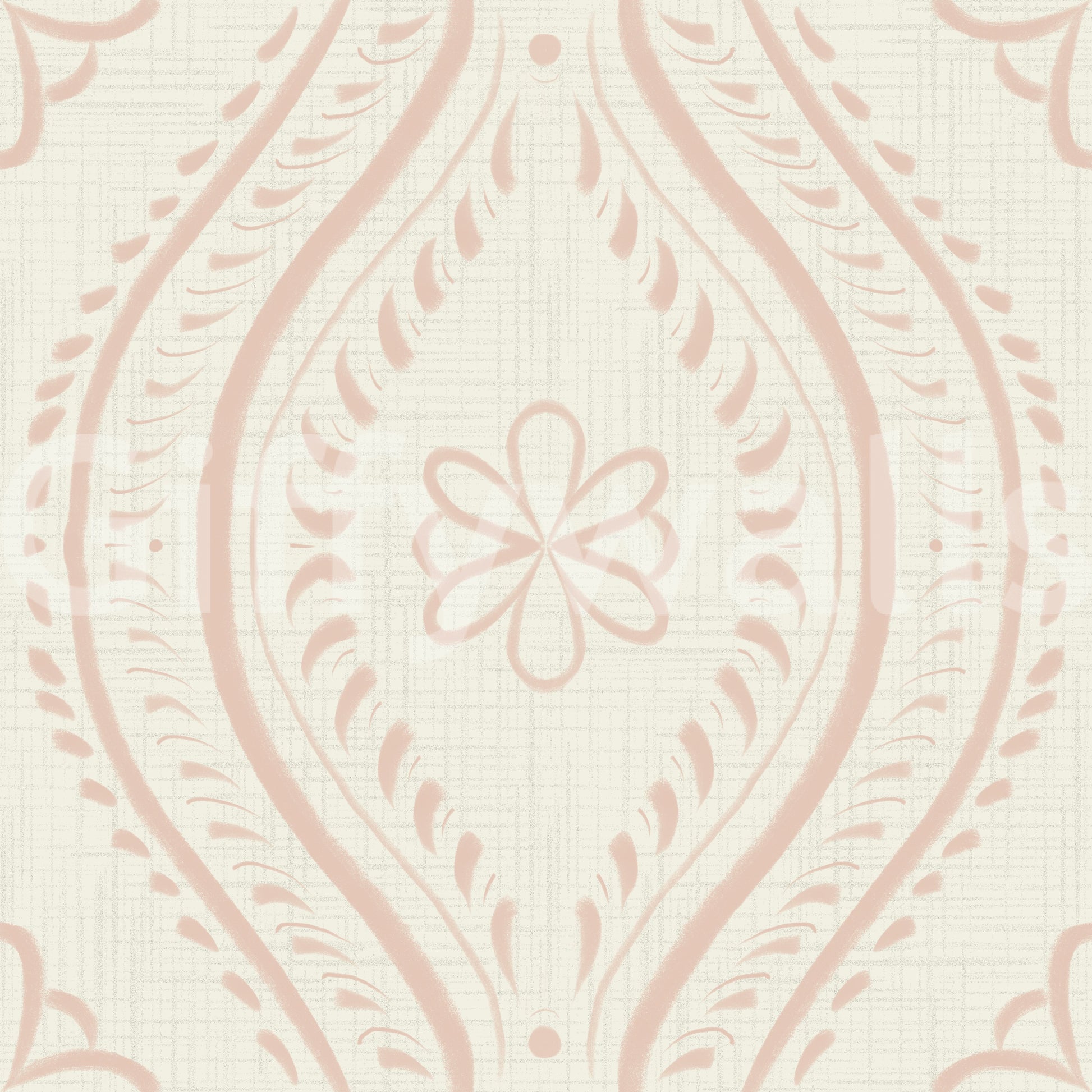 Warm cream tan wallpaper with ornamental pattern

