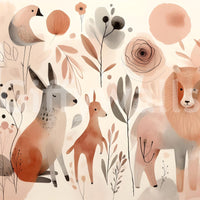 Nature-inspired whimsical animals wall mural

