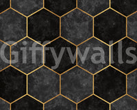 Elegant Charcoal Hexagon Wall Mural for Urban Spaces


