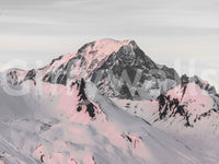 Winter wonderland snow-covered mountain mural for walls.

